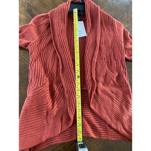Women's H&M Basic Sz M Sweater Cardigan Long Sleeve Collared Orange/Red - Picture 6 of 6